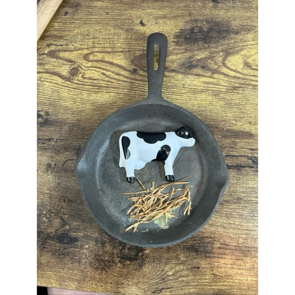 Vtg Cast Iron Cow Frying Pan Wall Decor Trippies 1987 Taiwan Farmhouse Rustic